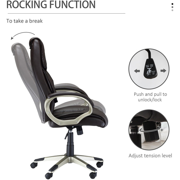 Brown High-Back Home Office Chair with Adjustable Height