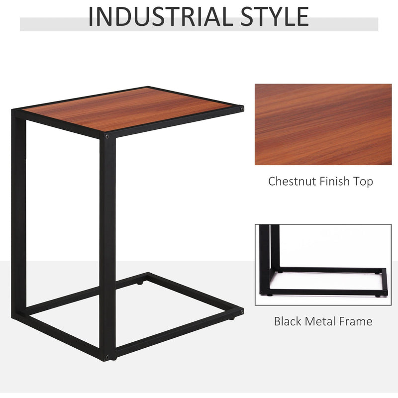 C Shaped Side Table, Metal Frame for Living Room, Bedroom