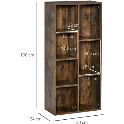 Industrial Bookcase, Free Standing, Rustic Brown Homcom