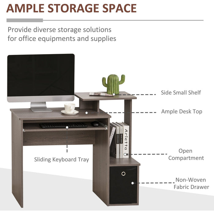 Compact Gaming PC Desk with Keyboard Tray & Drawer Shelf