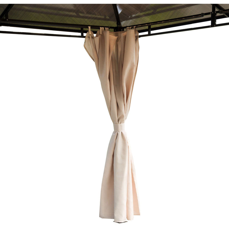 Metal Frame Gazebo, Polycarbonate Roof, 3.6x3m, Brown