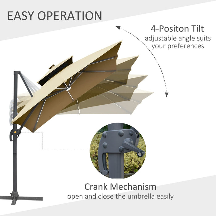 3m Roma Cantilever Parasol With Lights, Tilt, Crank