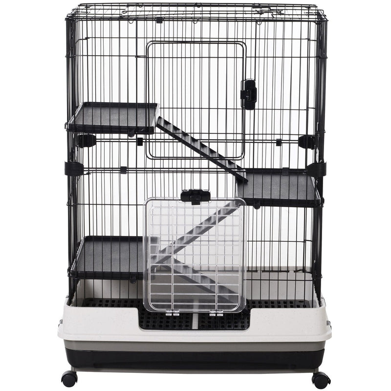 Guinea Pigs Hutch With Ramp - Black & White