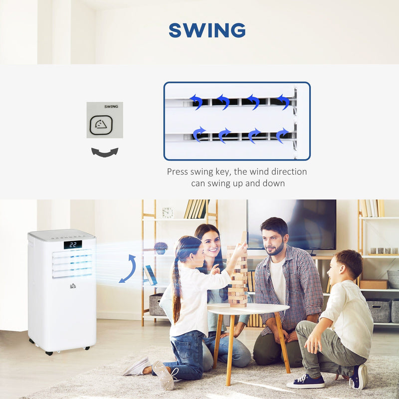 HOMCOM 10000 BTU Mobile Air Conditioner Portable AC Unit for Cooling Dehumidifying Ventilating with Remote Controller, LED Displa, White Homcom