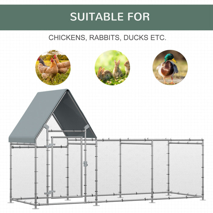 Large Galvanised Walk In Chicken Run w/ Water-Resist Cover