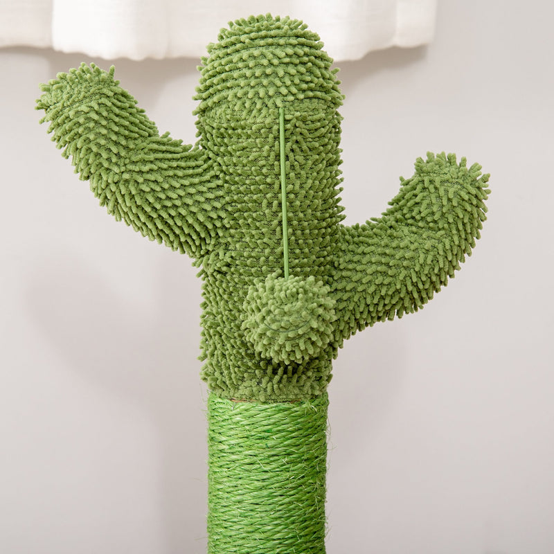 Cactus Cat Tree Post, Hanging Ball, 32x32x60cm, Green