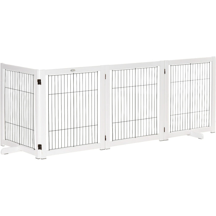 Freestanding Wooden Pet Gate, 264L x 35.5W x 77H cm, White