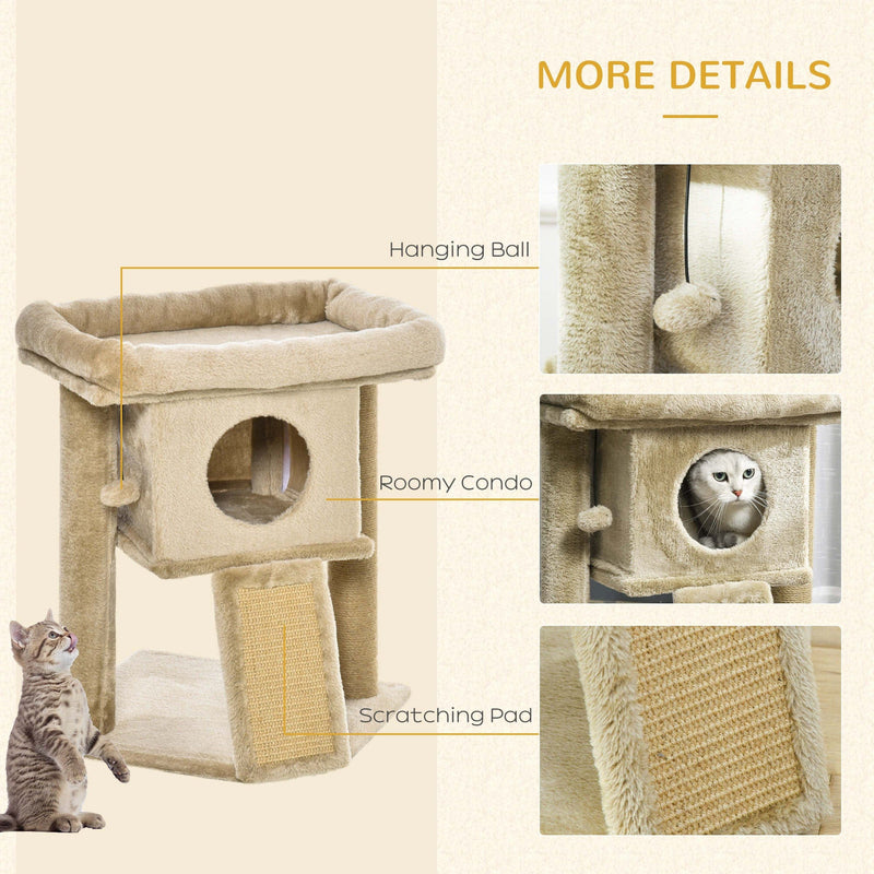 Cat Tree Tower, Jute Scratch Pad, Condo Perch, 40x40x57cm