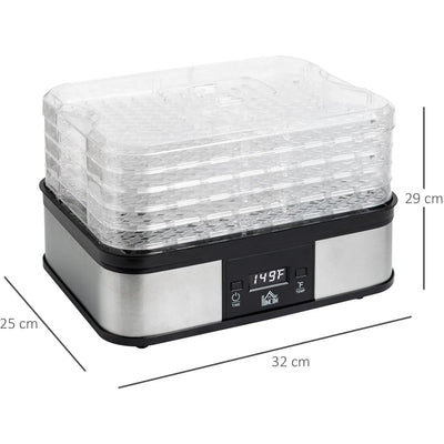 Food Dehydrator, 5-Tier, 245W, Stainless Steel, Silver Homcom