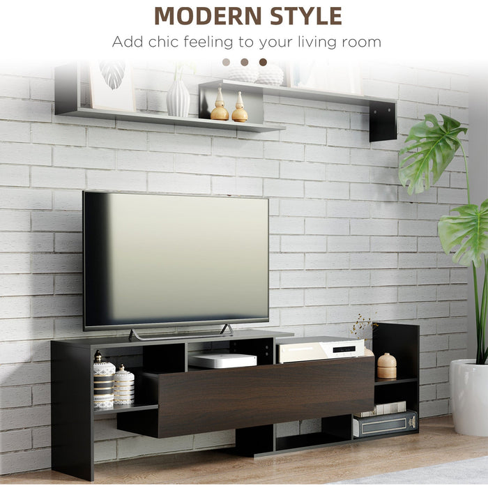 Black & Brown TV Cabinet, Wall Shelf for 65" TVs