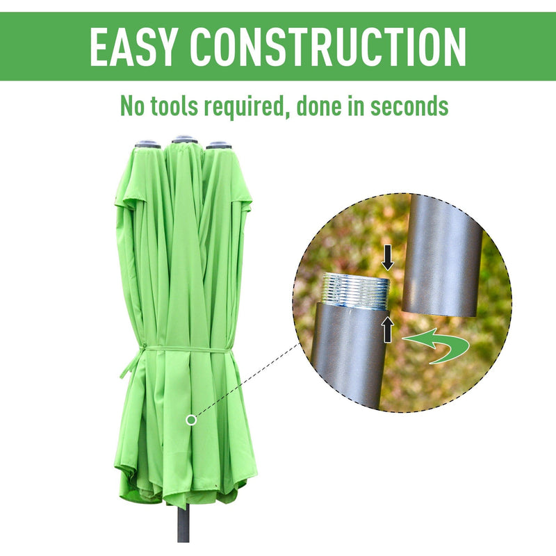 4.6m Double Sided Parasol With Crank Handle, Cross Base