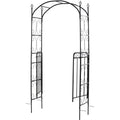 Metal Garden Arch with Gate, Climbing Plant Support, Black Outsunny