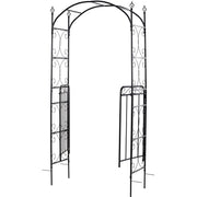 Metal Garden Arch with Gate, Climbing Plant Support, Black Outsunny
