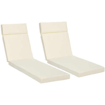 Sun Lounger Cushions with Ties 196x55cm White Outsunny