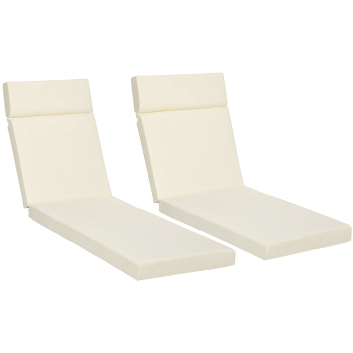 Sun Lounger Cushions with Ties 196x55cm White