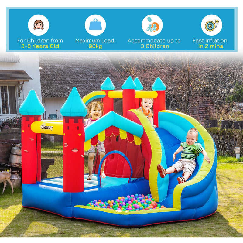 4-in-1 Kids Bouncy Castle With Slide, Pool 2.9m, Age 3-8