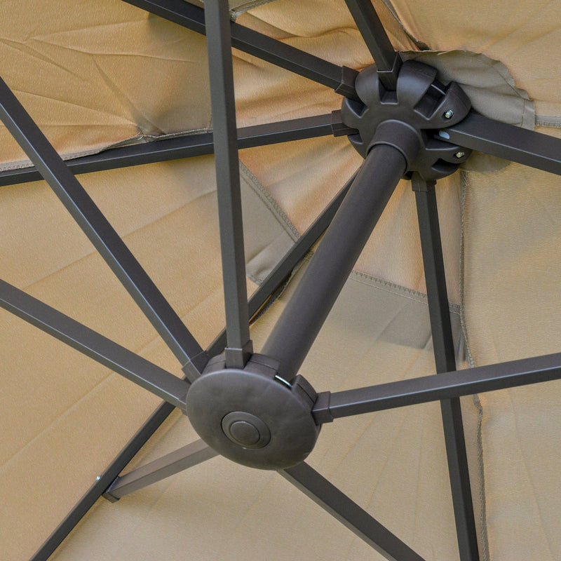 4.6m Double Sided Parasol With Crank Handle, Cross Base