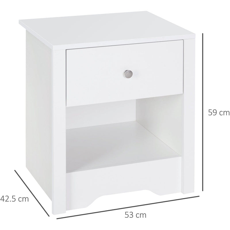 Solid Wood Bedside Table, White