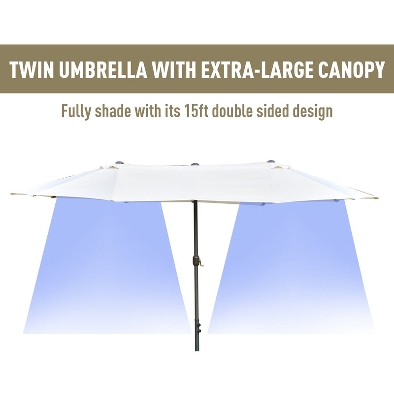 4.6m Double Sided Parasol With Crank Handle, No Base Outsunny