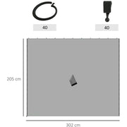 Sides For Gazebo, 4 Panels, Fits Most 3x3m Gazebos, Grey Outsunny