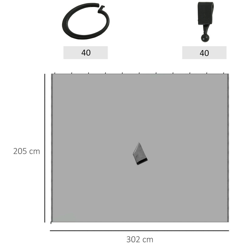 Sides For Gazebo, 4 Panels, Fits Most 3x3m Gazebos, Grey Outsunny