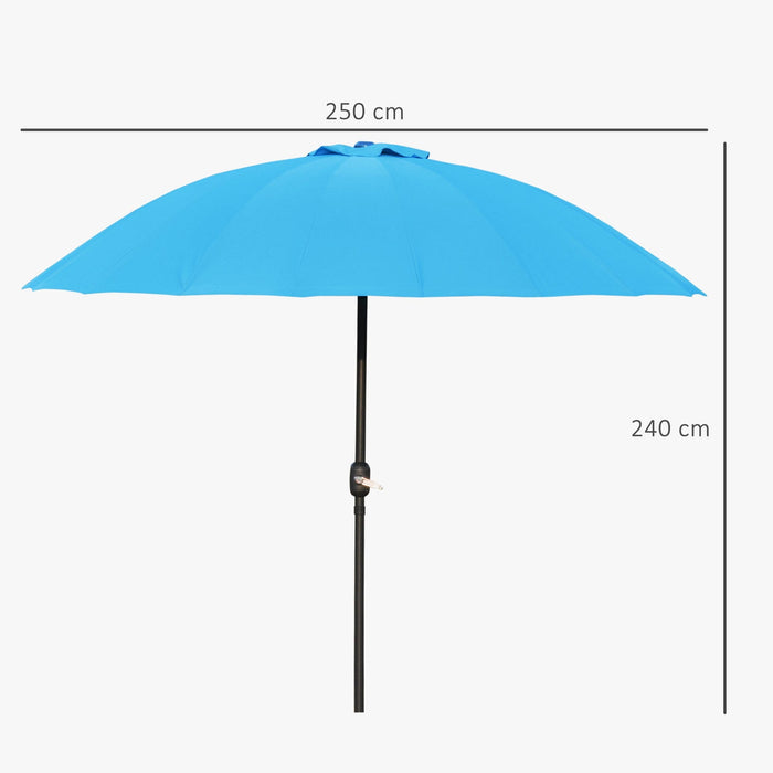 Round Patio Parasol, 2.5m, Tilt Crank, 18 Ribs