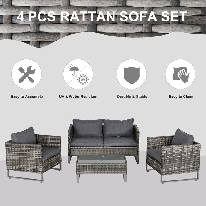 Grey 4 Seater Outdoor Dining Set with Sofa Chairs & Table