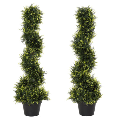 Set of 2 90cm Spiral Topiary Trees, Indoor/Outdoor Homcom
