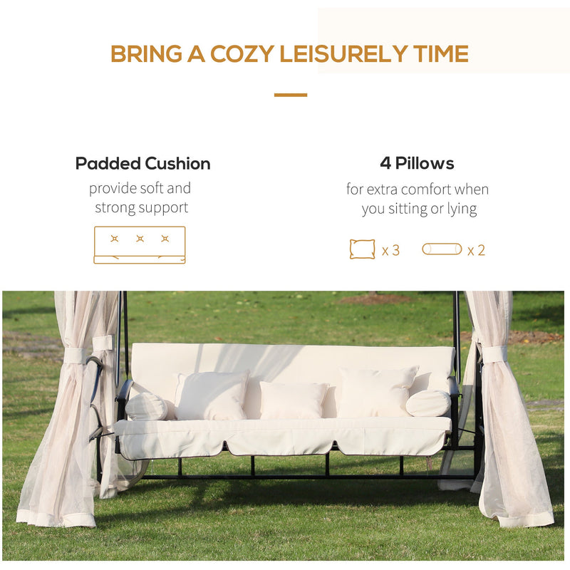 Outdoor 2-in-1 Convertible Garden Swing Chair Bed Outsunny