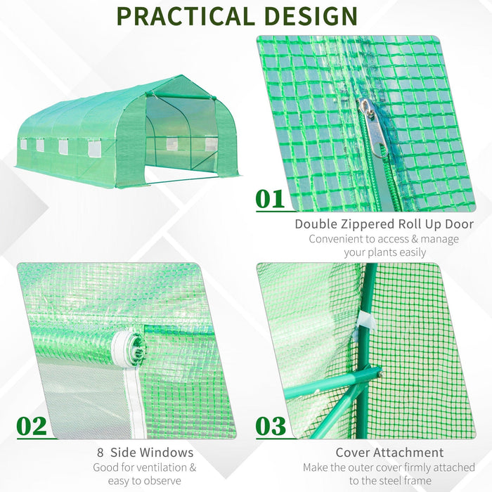 Walk in Tunnel Greenhouse, Windows & Door, 6x3M, Garden