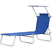 Folding Sun Lounger With Canopy Outsunny