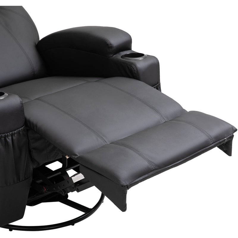 Black Massage Recliner Sofa Chair, PU Leather