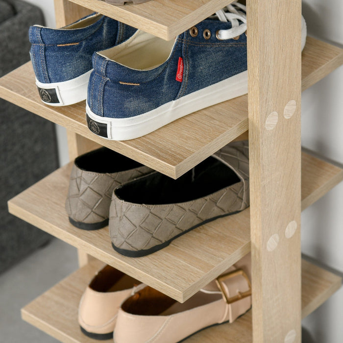 7 Tier Wooden Shoe Rack, Oak