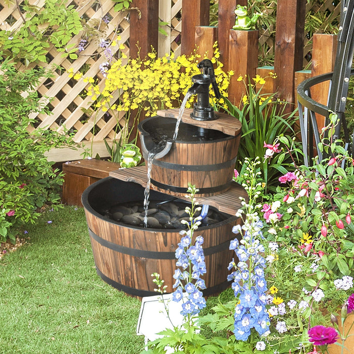 Wooden Water Pump Fountain, Cascading Garden Feature