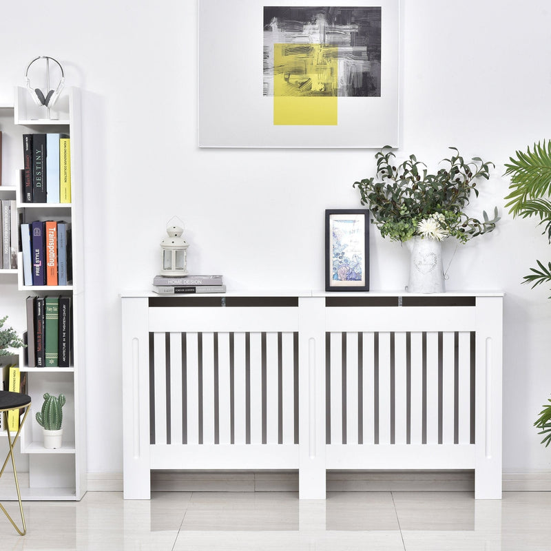 Slatted Radiator Cover, White Painted Cabinet