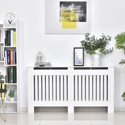 Slatted Radiator Cover, White Painted Cabinet Homcom