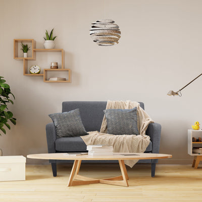 Grey Linen 2-Seater Sofa with Curved Design & Wood Legs Homcom