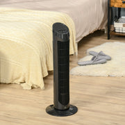 Black 30" Oscillating Tower Fan: 3 Speeds, Ultra Slim Homcom