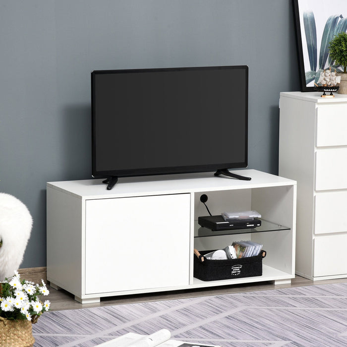 White Modern TV Stand, High Gloss Door Cabinet