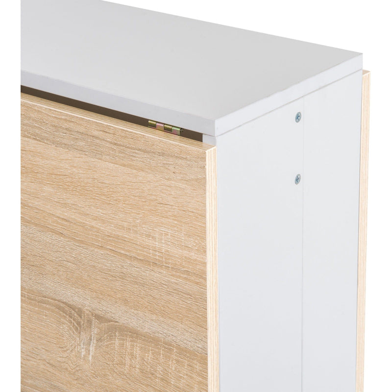 Drop Leaf Dining Table For Small Spaces, Oak and White