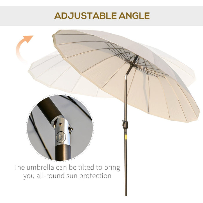 Round Patio Parasol, 2.5m, Tilt Crank, 18 Ribs