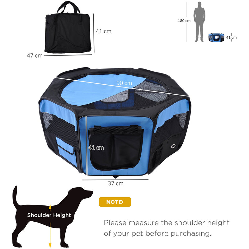 Fabric Pet Play Pen, 8-Panel Mesh, D90xH41cm, Outdoor Use