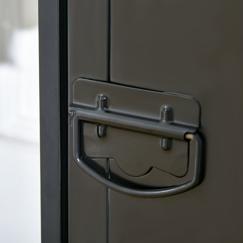 Black Locker Style Bedside Cabinet With Wheels