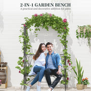 Garden Arbour Bench for Two with Extra Wide Seat and Climbing Plant Support Black Outsunny