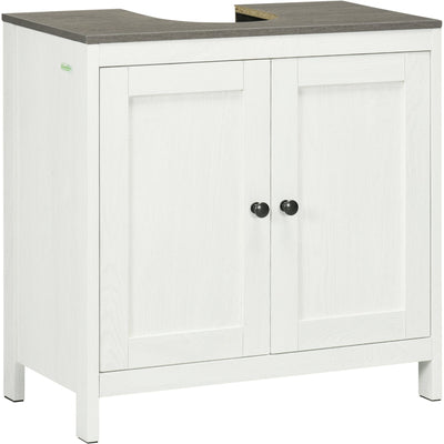 Antique White Floor Standing Bathroom Sink Cabinet Kleankin