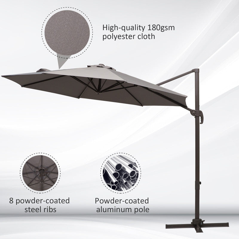Roma 3m Cantilever Parasol with 360° Rotation