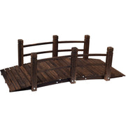 Wooden Garden Bridge, Stained Finish, Outdoor Pond Walkway Outsunny