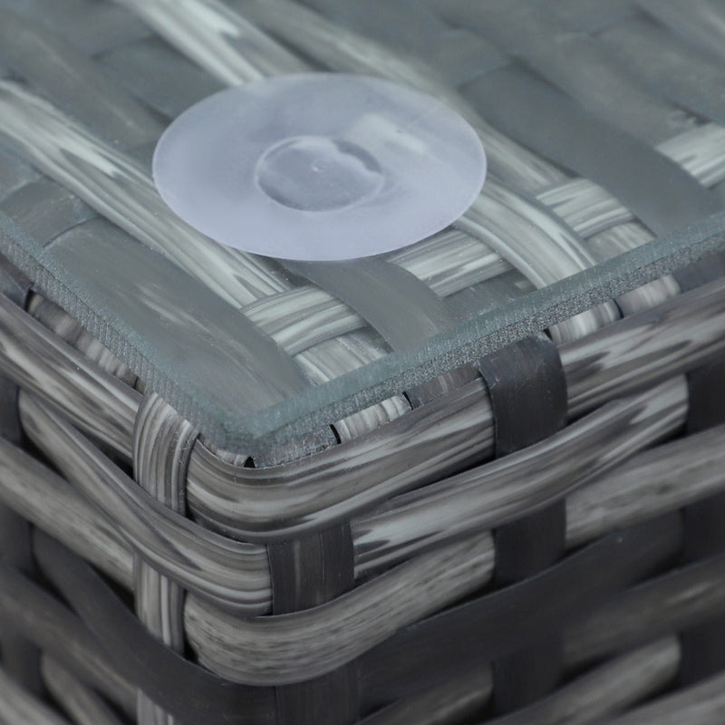 7 Seater Rattan Sofa Set with Wicker Table - Grey