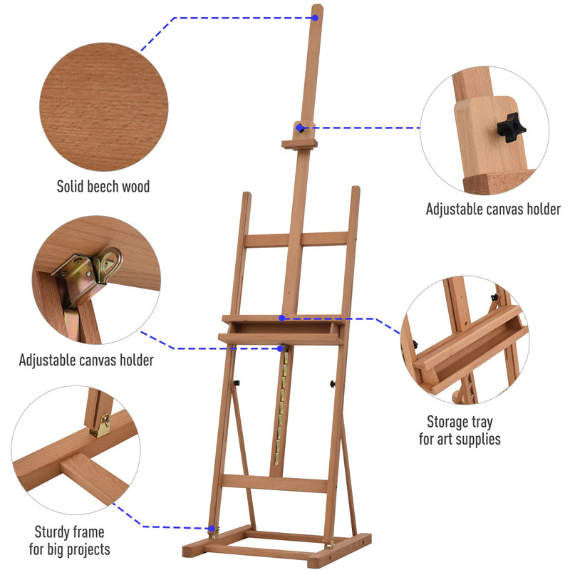 Wooden Studio Easel With Pencil Case Vinsetto