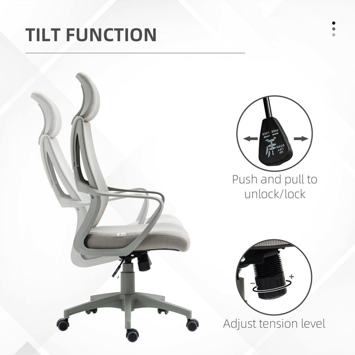 Swivel Office Chair With Wheels, Ergonomic Mesh Back